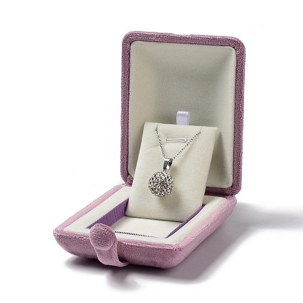 

PandaHall Rectangle Velvet Necklace Boxes, Jewelry Pendant Necklace Gift Case with Iron Snap Button, Flamingo, 9.15x7.55x3.6cm Velvet..., Pink