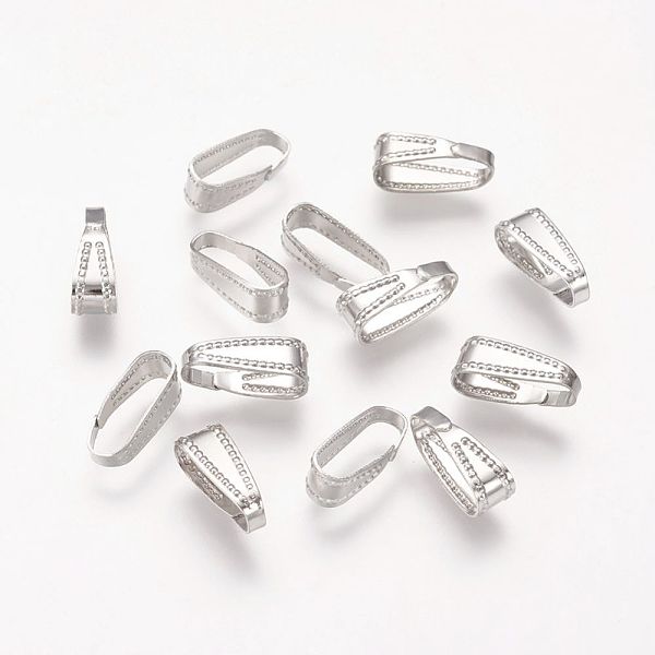 

PandaHall Brass Snap on Bails, Lead Free, Platinum, 11x4mm Brass