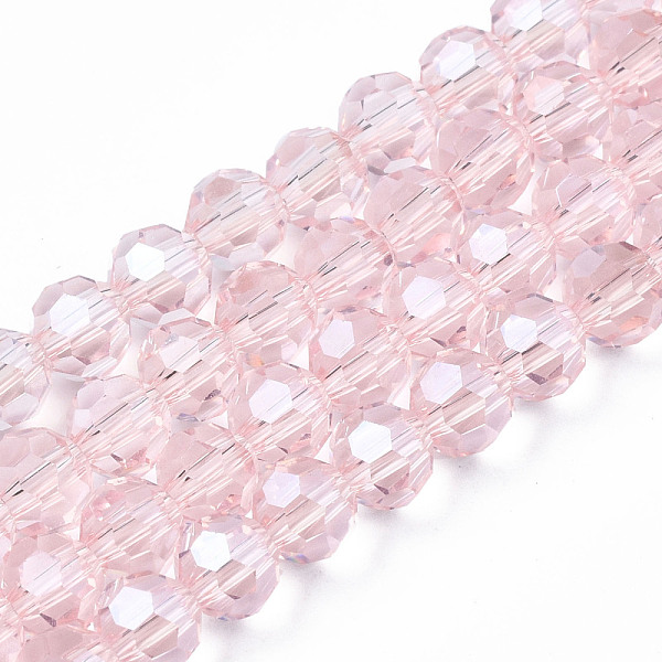 

PandaHall Electroplate Glass Bead Strands, Pearl Luster Plated, Faceted(32 Facets), Round, Pink, 4mm Glass Round Pink