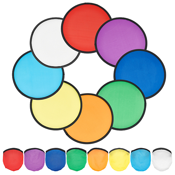 

PandaHall BENECREAT 8Pcs 8 Colors Nylon Foldable Flying Disc or Fan with Storage Bag Assortment, Mixed Color, 250x2mm, 1pc/color Nylon Flat..., Multicolor