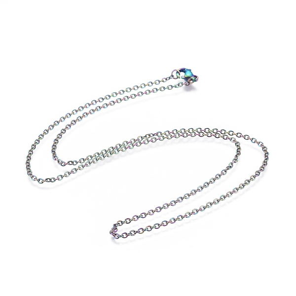 

PandaHall 304 Stainless Steel Cable Chain Necklaces, with Lobster Claw Clasps, Rainbow Color, 19.6 inch(50cm), 2mm 304 Stainless Steel