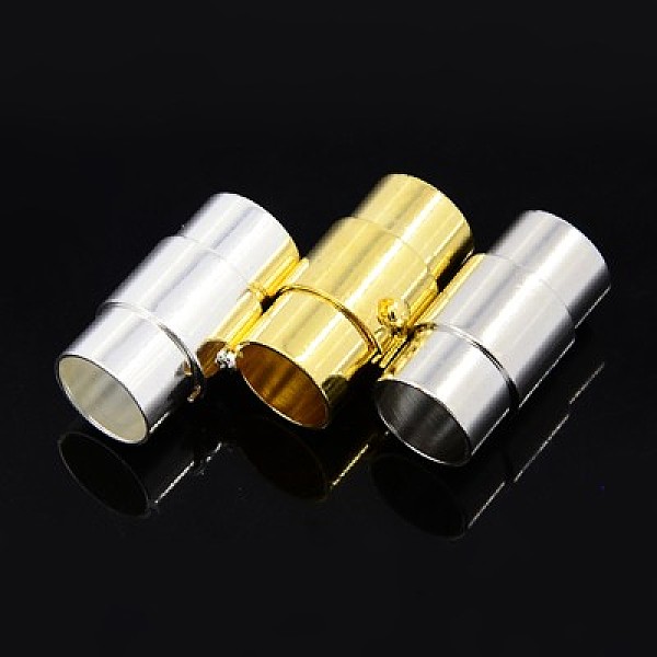 

PandaHall Brass Locking Tube Magnetic Clasps, Column, Mixed Style, Mixed Color, 18~19x10~12mm, Hole: 8~10mm Brass Column
