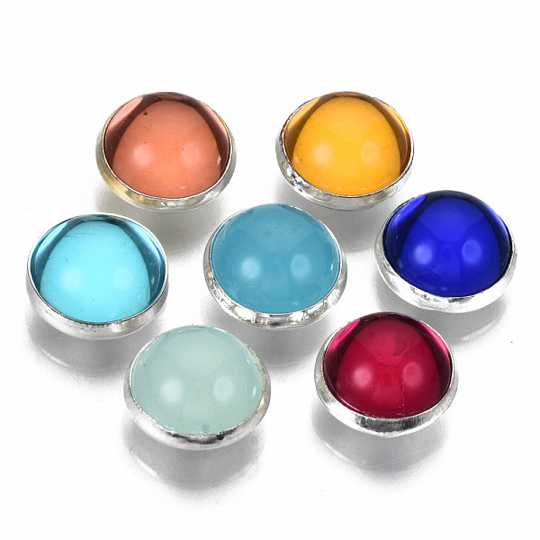 

PandaHall 4-Hole Translucent Acrylic Sewing Buttons, with Brass Findings, Half Round, Mixed Color, 10x6mm, Hole: 1mm, about 200pcs/bag..., Multicolor