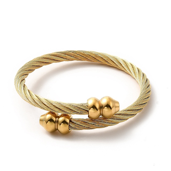 

PandaHall Ion Plating(IP) 304 Stainless Steel Twist Rope Open Cuff Bangle, Torque Bangle for Women, Golden, Inner Diameter: 2 inch(5.1cm)...