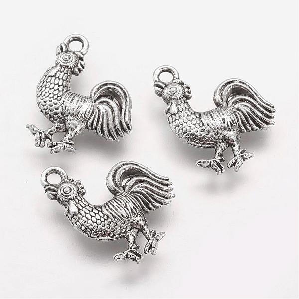 

PandaHall Tibetan Style Alloy Pendants, Cock, Antique Silver, 20x15x3mm, Hole: 2mm Alloy Other Animal