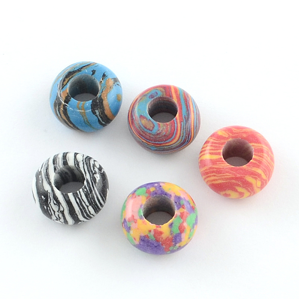 

PandaHall Synthetic Malachite Stone European Beads, Large Hole Beads, Rondelle, Dyed, Mixed Color, 14x7~8mm, Hole: 5mm Malachite Rondelle..., Multicolor