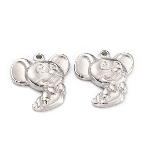 

PandaHall 304 Stainless Steel Pendants, Mouse, Stainless Steel Color, 18x16x2.5mm, Hole: 1.4mm 304 Stainless Steel Mouse