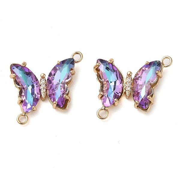 

PandaHall Brass Pave Faceted Glass Connector Charms, Golden Tone Butterfly Links, Medium Orchid, 20x22x5mm, Hole: 1.2mm Brass+Glass...