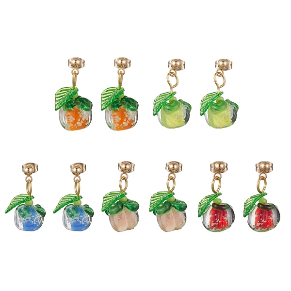 

PandaHall 304 Stainless Steel Dangle Stud Earrings, Glass Persimmon Drop Earrings, Mixed Color, 26~27x13~15mm 304 Stainless Steel Fruit..., Multicolor