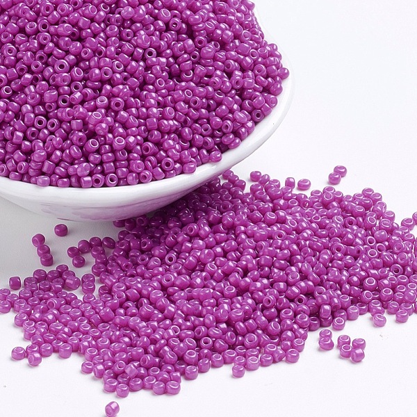 

PandaHall Baking Paint Glass Seed Beads, Magenta, 12/0, 1.5~2mm, Hole: 0.5~1mm, about 3333pcs/50g, 50g/bag, 18bags/2pounds Glass Pink