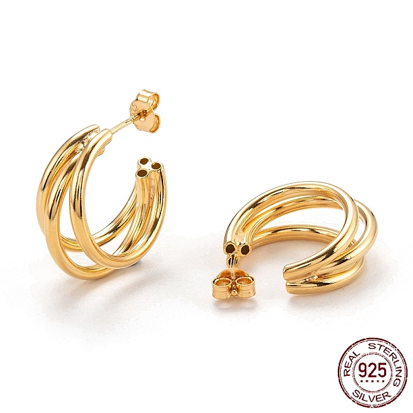 

PandaHall 925 Sterling Silver Half Hoop Earrings, Split Earrings, with Ear Nuts, Golden, 20.5x9.5mm, Pin: 0.6mm Sterling Silver
