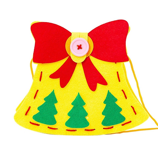 

PandaHall DIY Non-woven Christmas Theme Bag Kits, including Fabric, Needle, Cord, Christmas Bell Cloth Christmas Bell Multicolor