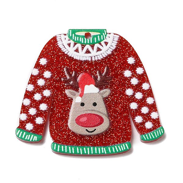 

PandaHall Christmas Themed Acrylic Pendants, Deer, 33x37.5x2mm, Hole: 1.4mm Acrylic Deer Red