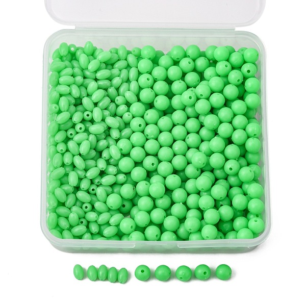 

PandaHall SUPERFINDINGS 600Pcs 2 Styles Plastic Fishing Beads, Luminous Glow Fishing Beads, Oval & Round, Pale Green, 300pcs/style Plastic...