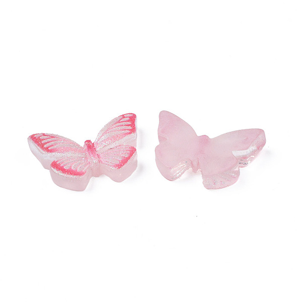 

PandaHall Translucent Printed Resin Cabochons, with Glitter Powder, Butterfly, Pale Violet Red, 15.5x23x5mm Resin Butterfly
