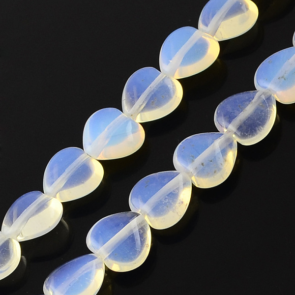 

PandaHall Opalite Bead Strands, Heart, Azure, 10x10x5mm, Hole: 1mm, about 40pcs/strand, 15.3 inch Opalite Heart Blue