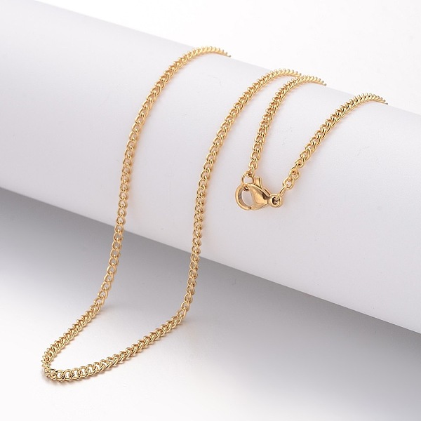 

PandaHall Ion Plating(IP) 304 Stainless Steel Necklace, Curb Chains, with Lobster Clasps, Golden, 17.72 inch(450mm), 2.2mm Stainless Steel