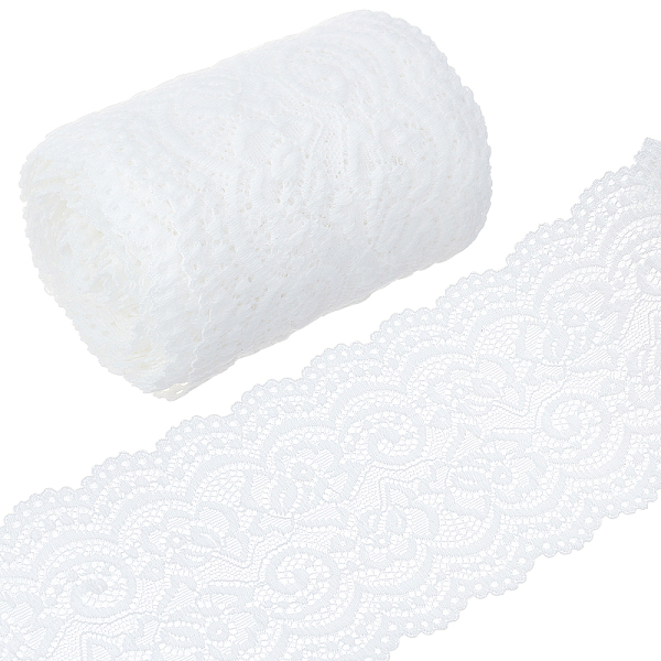 

PandaHall GORGECRAFT 5 Yards Lace Roll White Cotton Lace Trim Fabric 4" Wide for Dress Tablecloth Hair Band Wedding Festival Event...