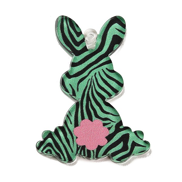 

PandaHall Printed Transparent Acrylic Pendants, Rabbit, Medium Sea Green, 40x29.5x2.5mm, Hole: 1.6mm Acrylic Rabbit