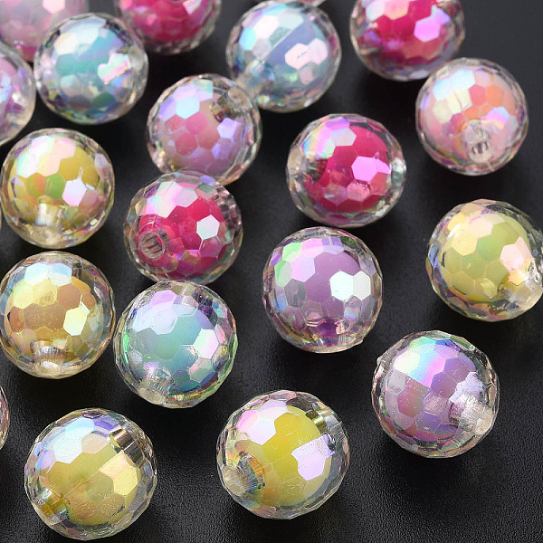 

PandaHall Transparent Acrylic Beads, Bead in Bead, AB Color, Faceted, Round, Mixed Color, 16mm, Hole: 3mm, about 205pcs/500g Acrylic Round..., Multicolor