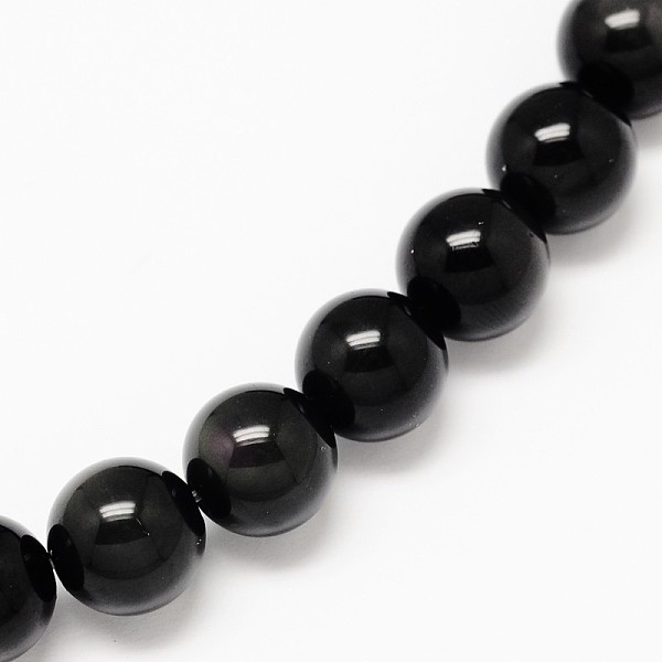 

PandaHall Grade AA Natural Obsidian Round Beads Strands, 8mm, Hole: 1mm, about 49pcs/strand, 15.7 inch Obsidian Round