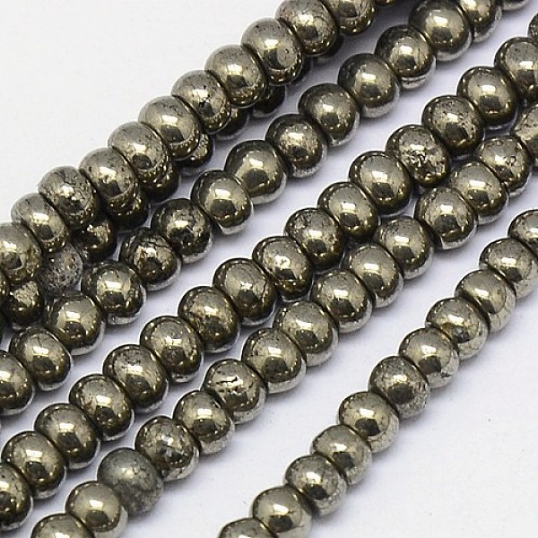 

PandaHall Natural Pyrite Beads Strands, Rondelle , 4x3mm, Hole: 1mm, about 137pcs/strand, 15.74 inch Pyrite Rondelle Yellow
