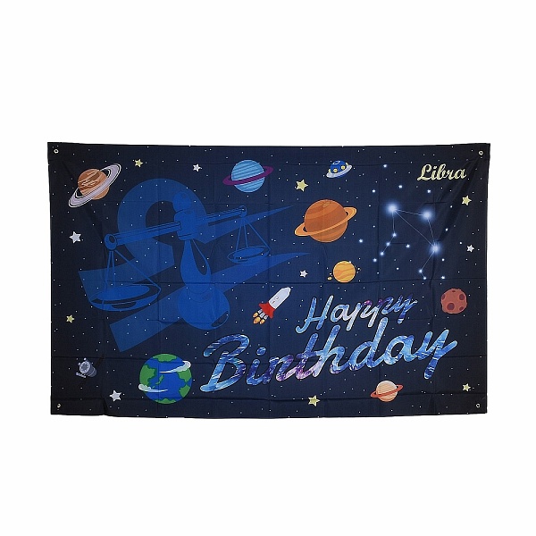 

PandaHall Constellation/Zodiac Sign Polyester Hanging Wall Tapestry, for Home Birthday Decoration, Blue, Libra, 180x114x0.21cm, Hole: 9.8mm...