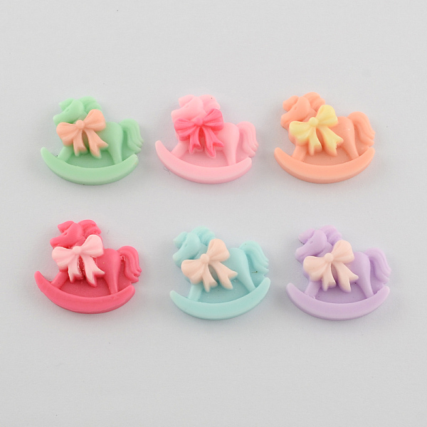 

PandaHall Scrapbook Embellishments Flatback Cute Rocking Horse with Bowknot Plastic Resin Cabochons, Mixed Color, 23x24x7mm Resin Horse..., Multicolor