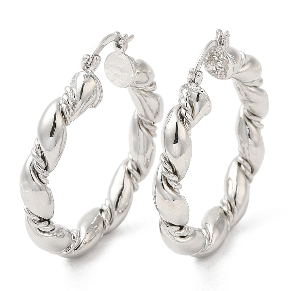 

PandaHall Brass Twist Rope Hoop Earrings, Platinum, 39~40x35~35.5x5.5mm Brass