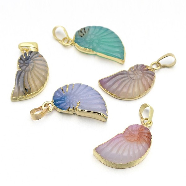 

PandaHall Natural Agate Crystal Electroplate Conch Pendants, with Brass Findings, Mixed Color, 28~30x14~15x4~7mm, Hole: 5x8mm Agate+Crystal..., Multicolor