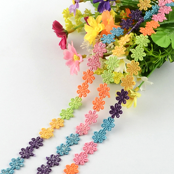 

PandaHall Flower Polyester Ribbon, for Gift Packing, Colorful, 1/2 inch(13mm)x1mm, about 15yards/bundle(13.716m/bundle) Polyester None
