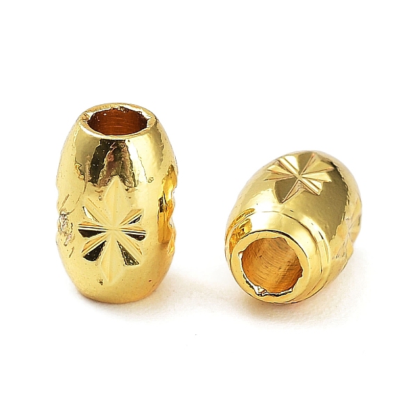 

PandaHall Rack Plating Brass Bead, Cadmium Free & Lead Free, Long-Lasting Plated, Barrel with Star, Golden, 8x5mm, Hole: 1.8mm Brass Barrel