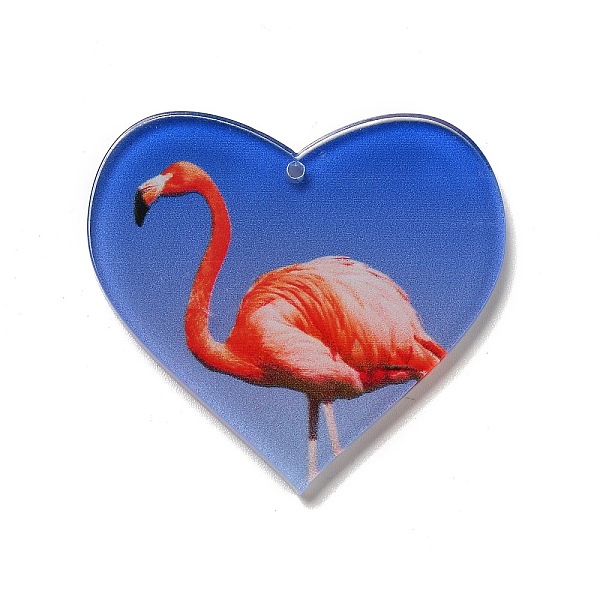 

PandaHall Opaque Acrylic Pendants, Flamingo, Heart, Royal Blue, 37x40x2mm, Hole: 1.6mm Acrylic Heart