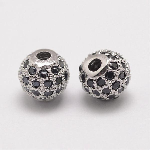 

PandaHall Brass Micro Pave Cubic Zirconia Beads, Round, Platinum, 6x5.5mm, Hole: 2mm Brass+Cubic Zirconia Round