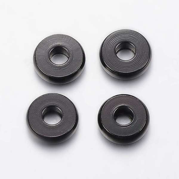 

PandaHall 304 Stainless Steel Spacer Beads, Donut, Electrophoresis Black, 8x2.5mm, Hole: 3mm 304 Stainless Steel Donut