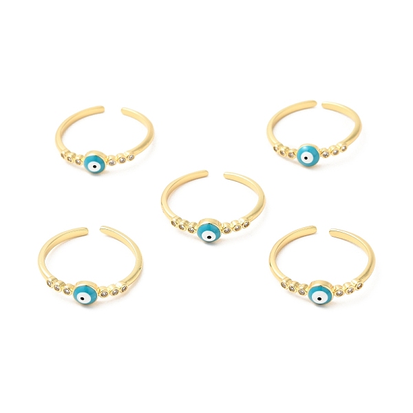 

PandaHall Enamel Evil Eye Open Cuff Ring with Clear Cubic Zirconia, Real 18K Gold Plated Brass Jewelry for Women, Cadmium Free & Nickel Free..., Multicolor