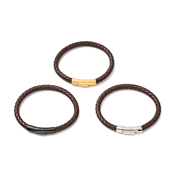 

PandaHall Leather Braided Cord Bracelet with 304 Stainless Steel Clasp for Men Women, Coconut Brown, Mixed Color, 8-1/2 inch(21.5cm) Leather
