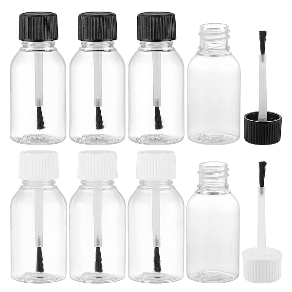 PandaHall BENECREAT 20 Packs 30ml/1oz Plastic Brush Applicator Cap Bottles for Glue, Paint, Art Journal and House Project Plastic Black