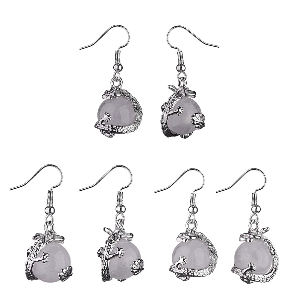 

PandaHall Natural Quartz Crystal Dragon Dangle Earrings, Platinum Brass Jewelry for Women, 36mm, Pin: 0.6mm Quartz Crystal