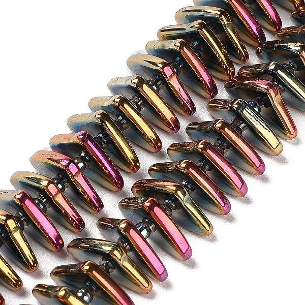 

PandaHall Electroplate Glass Beads Strands, Triangle, Medium Violet Red, 9x15.5~16x2.8~3mm, Hole: 1mm, about 119~131pcs/strand...