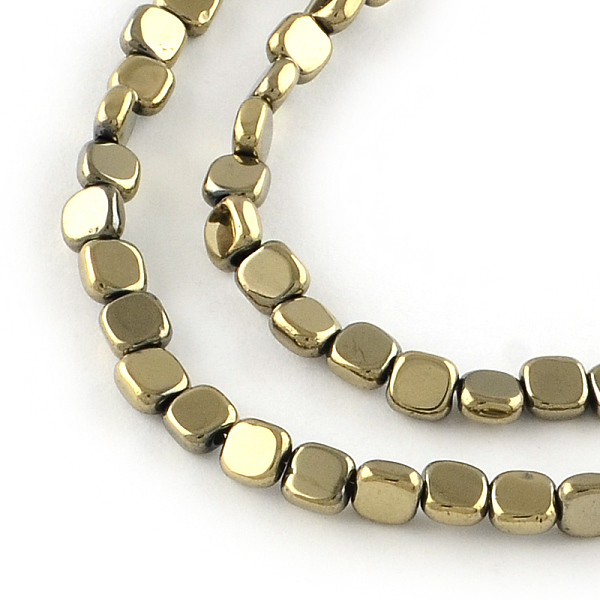 

PandaHall Electroplated Non-magnetic Synthetic Hematite Beads Strands, Square, Light Gold Plated, 4x4x2mm, Hole: 1mm, about 97pcs/strand...