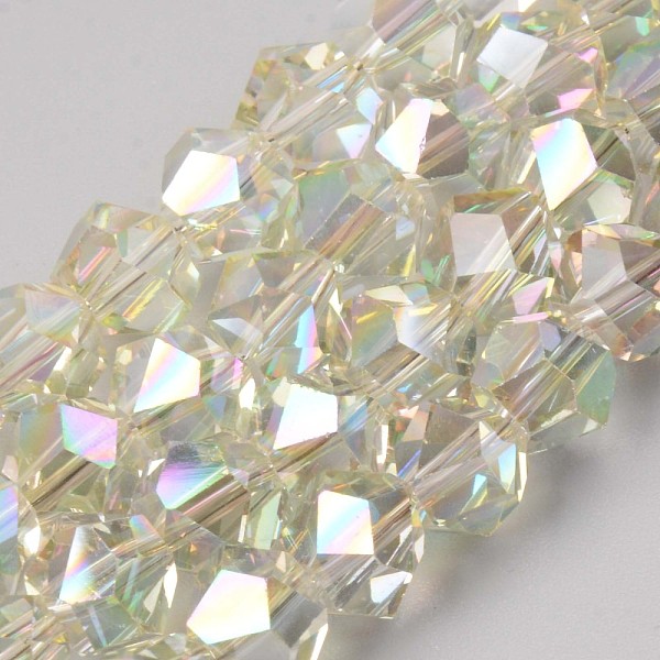 

PandaHall Electroplate Glass Beads Strands, Faceted Round, Light Yellow, 10x9mm, Hole: 1.5mm, about 71~72pcs/strand, 24.41 inch(62cm) Glass...