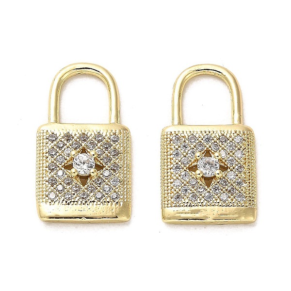 

PandaHall Brass Micro Pave Cubic Zirconia Pendants, Long-Lasting Plated, Lock, Golden, 20x11x3.5mm, Hole: 6.8x5.8mm Brass+Cubic Zirconia..., Clear