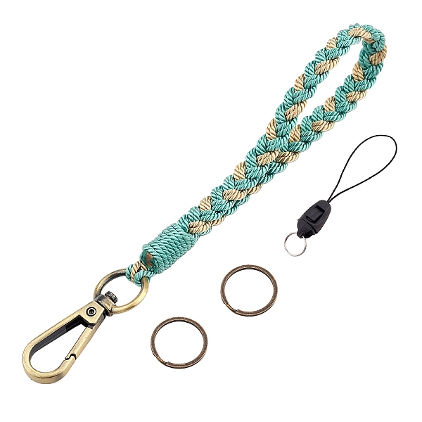 PandaHall Boho Macrame Wristlet Keychain Keying, Handmade Braided Tassel Wrist Lanyard with Portable Anti-Lost Mobile Rope for Women, Dark...