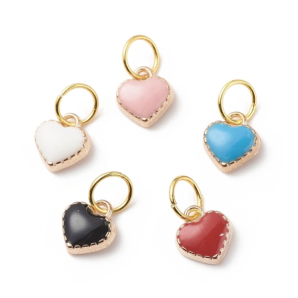 

PandaHall Alloy Enamel Charms, with Jump Rings, Golden, Heart Charms, Mixed Color, 8.5x7.5x3mm, Hole: 4.5mm Alloy+Enamel Heart Multicolor