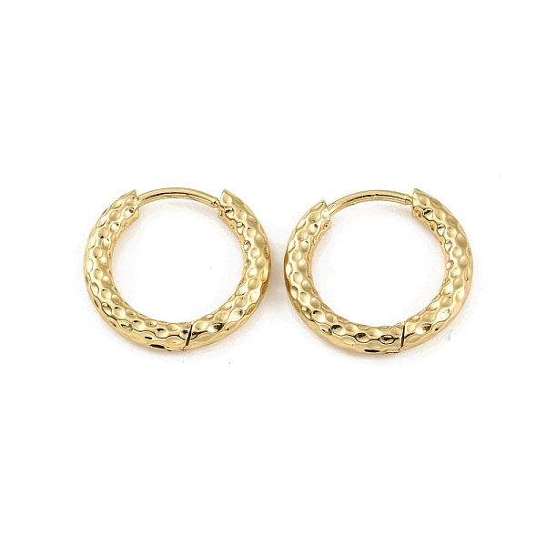 

PandaHall Ion Plating(IP) 304 Stainless Steel Grooved Hoop Earrings, Real 18K Gold Plated, 16.5x2.5mm, Pin: 1mm 304 Stainless Steel Ring
