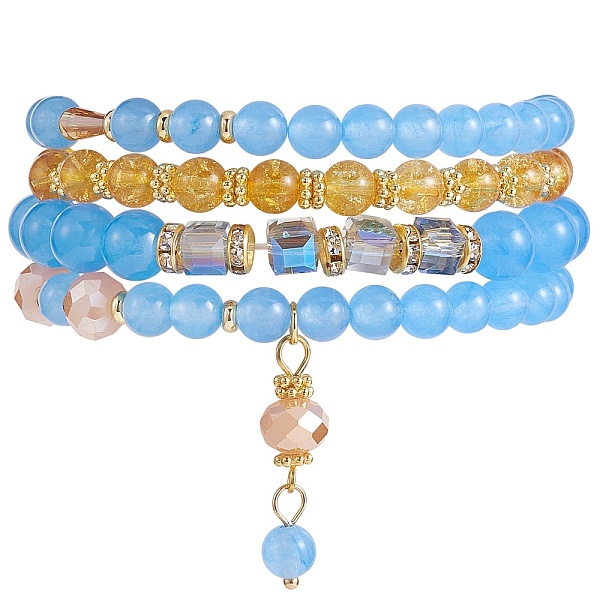 

PandaHall 4Pcs 4 Style Natural Malaysia Jade & Synthetic Citrine Stretch Bracelets Set with Glass Beaded, Gemstone Jewelry for Women, Inner...