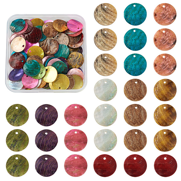 

PandaHall Craftdady 100Pcs 10 Colors Spray Paint Natural Akoya Shell Pendants, Mother of Pearl Shell Pendants, Flat Round, Mixed Color..., Multicolor