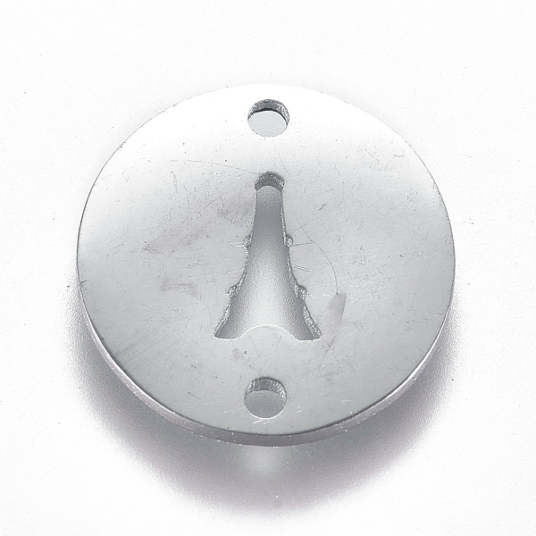 

PandaHall 304 Stainless Steel Links connectors, Flat Round with Eiffel Tower, Stainless Steel Color, 12x1mm, Hole: 1.2mm 304 Stainless Steel...