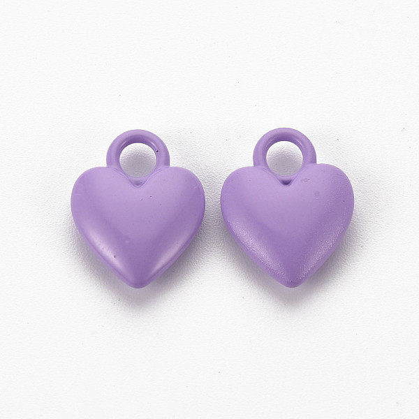 

PandaHall Spray Painted Alloy Charms, Cadmium Free & Lead Free, Heart, Medium Purple, 14.5x11x4mm, Hole: 3mm Alloy Heart